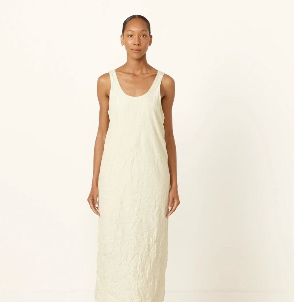 Auralee Wrinkled Twill Dress in Light Green